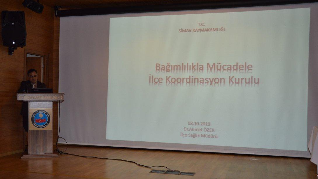 Bağımlılık ile mücadele koordinasyon kurulu toplantısı Kaymakam Türker Çağatay HALİM  başkanlığında ilçe kurum müdürleri ve okullarımızda bulunan tüm rehber öğretmenleri eşliğinde toplantı gerçekleştirildi.